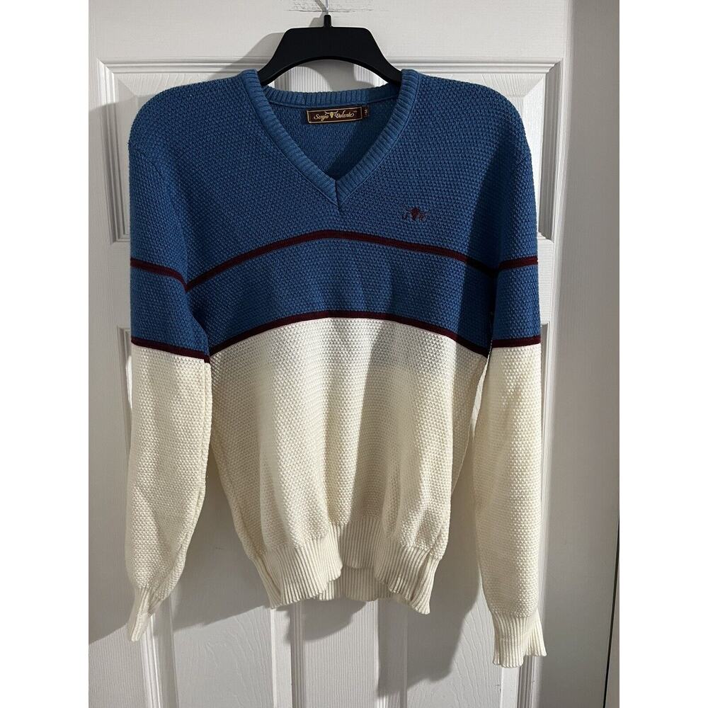 Vintage Sergio Valente Sweater Blue/White/Maroon Color Block